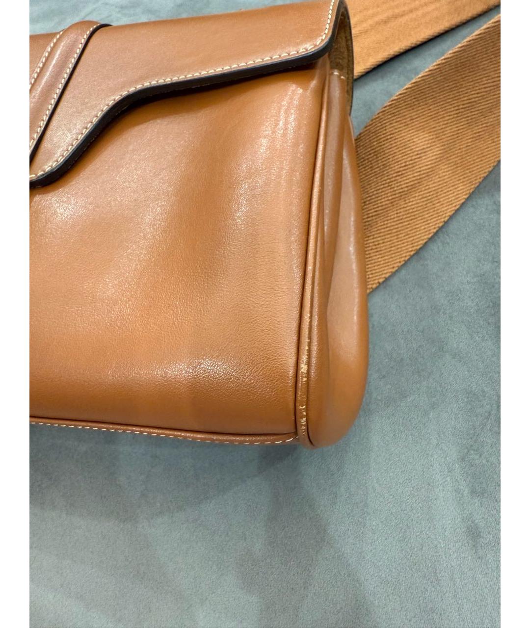 CELINE Коричневая кожаная сумка через плечо, фото 5