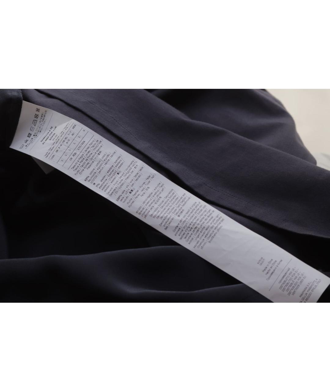 WEEKEND MAX MARA Темно-синяя шелковая футболка, фото 6