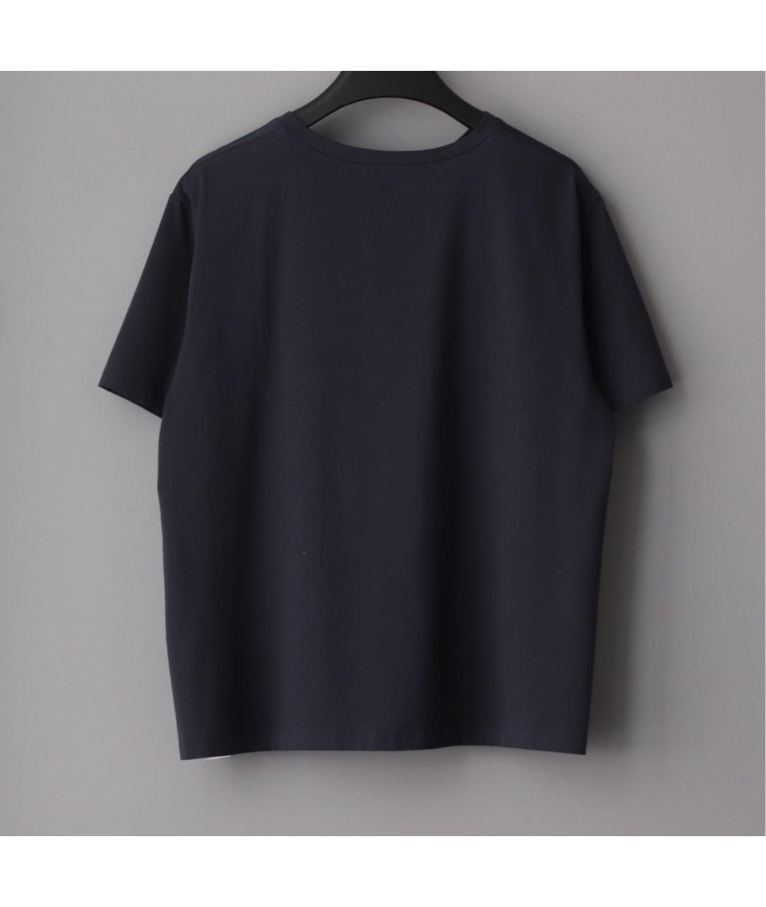 WEEKEND MAX MARA Темно-синяя шелковая футболка, фото 2