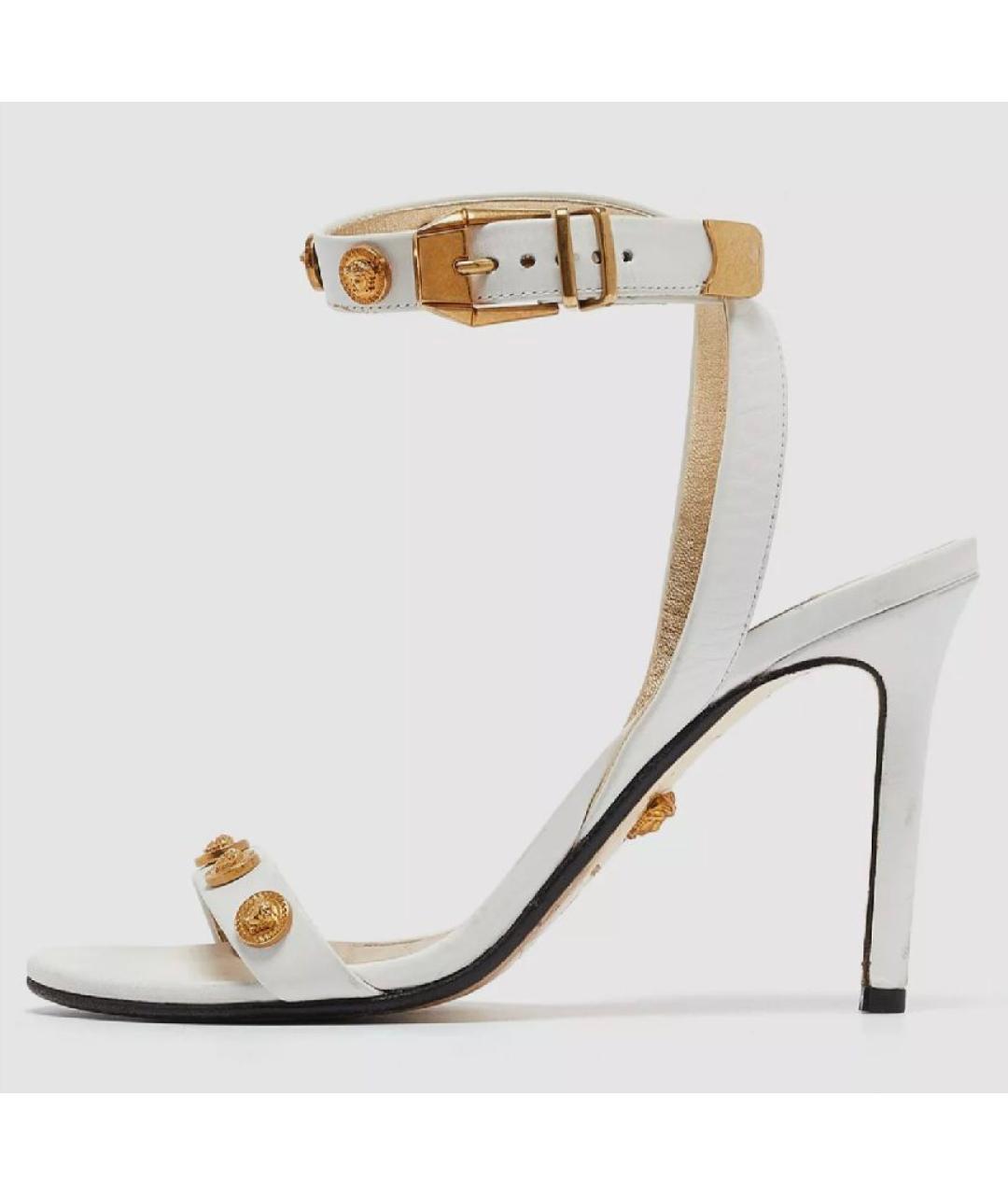 VERSACE Белые кожаные босоножки, фото 10