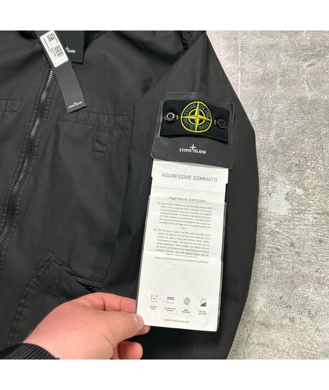 STONE ISLAND Черная хлопковая куртка, фото 4