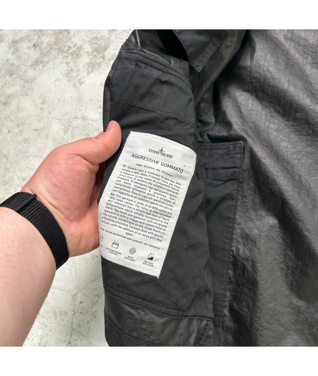 STONE ISLAND Черная хлопковая куртка, фото 6