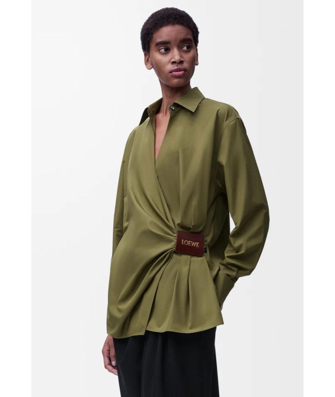 LOEWE Хаки хлопковая рубашка, фото 3