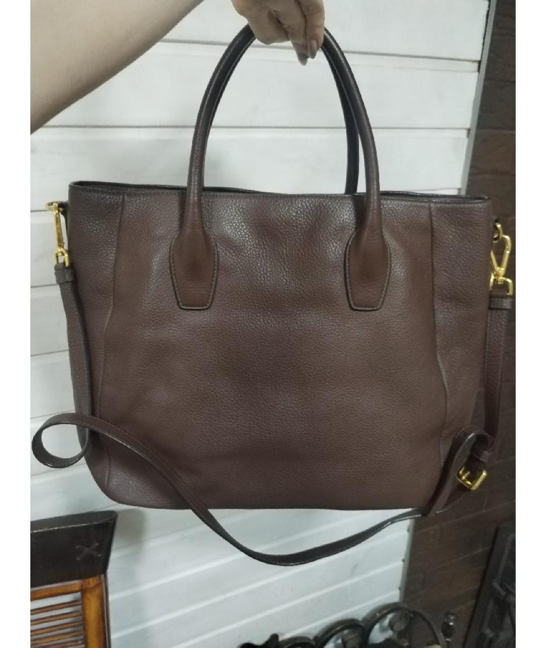 PRADA Коричневая кожаная сумка тоут, фото 2