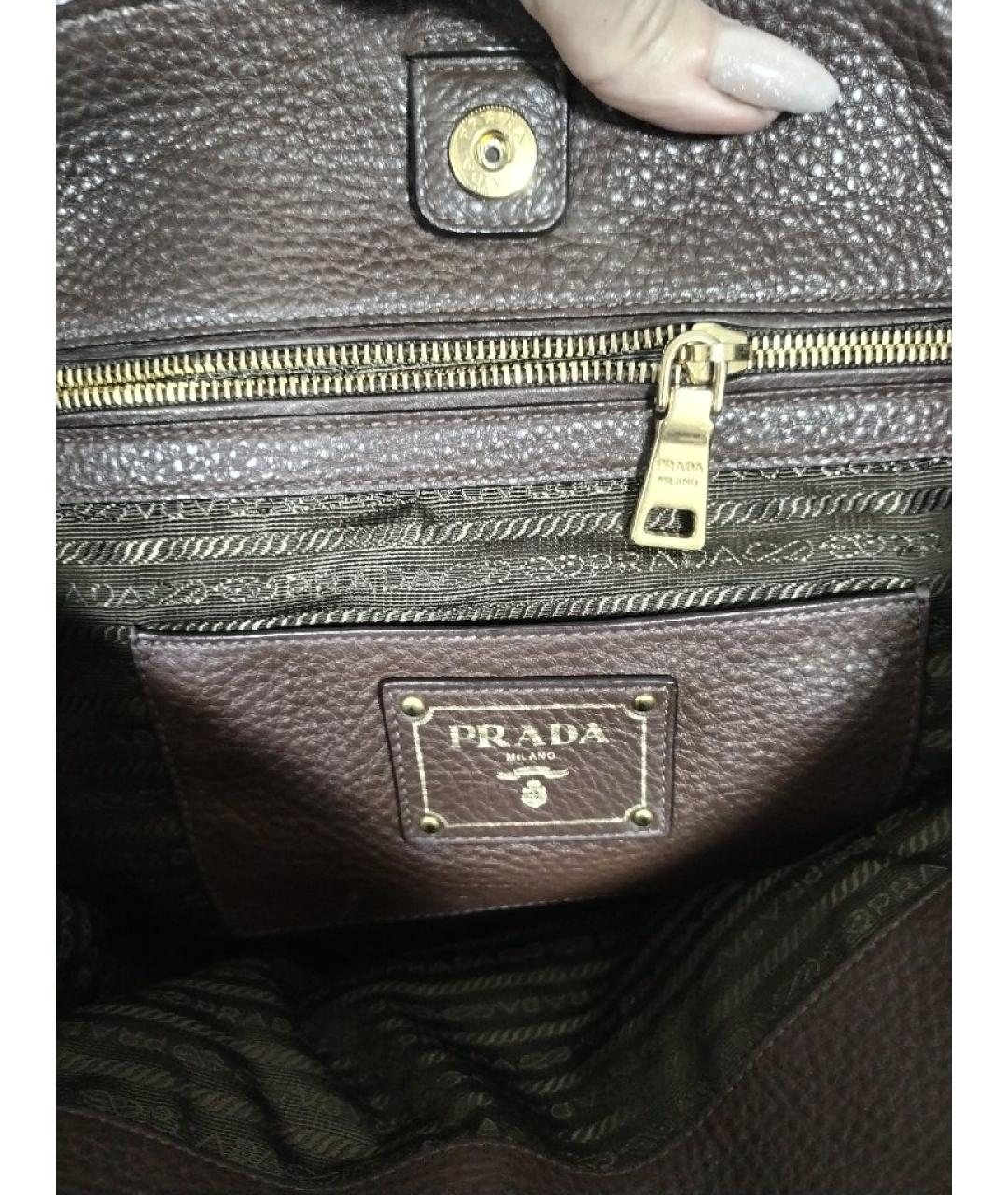 PRADA Коричневая кожаная сумка тоут, фото 7