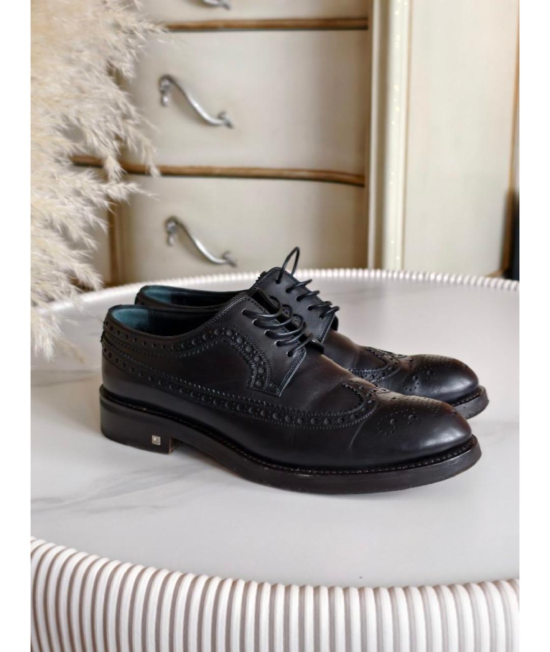 LOUIS VUITTON Черные кожаные брогги и оксфорды, фото 3
