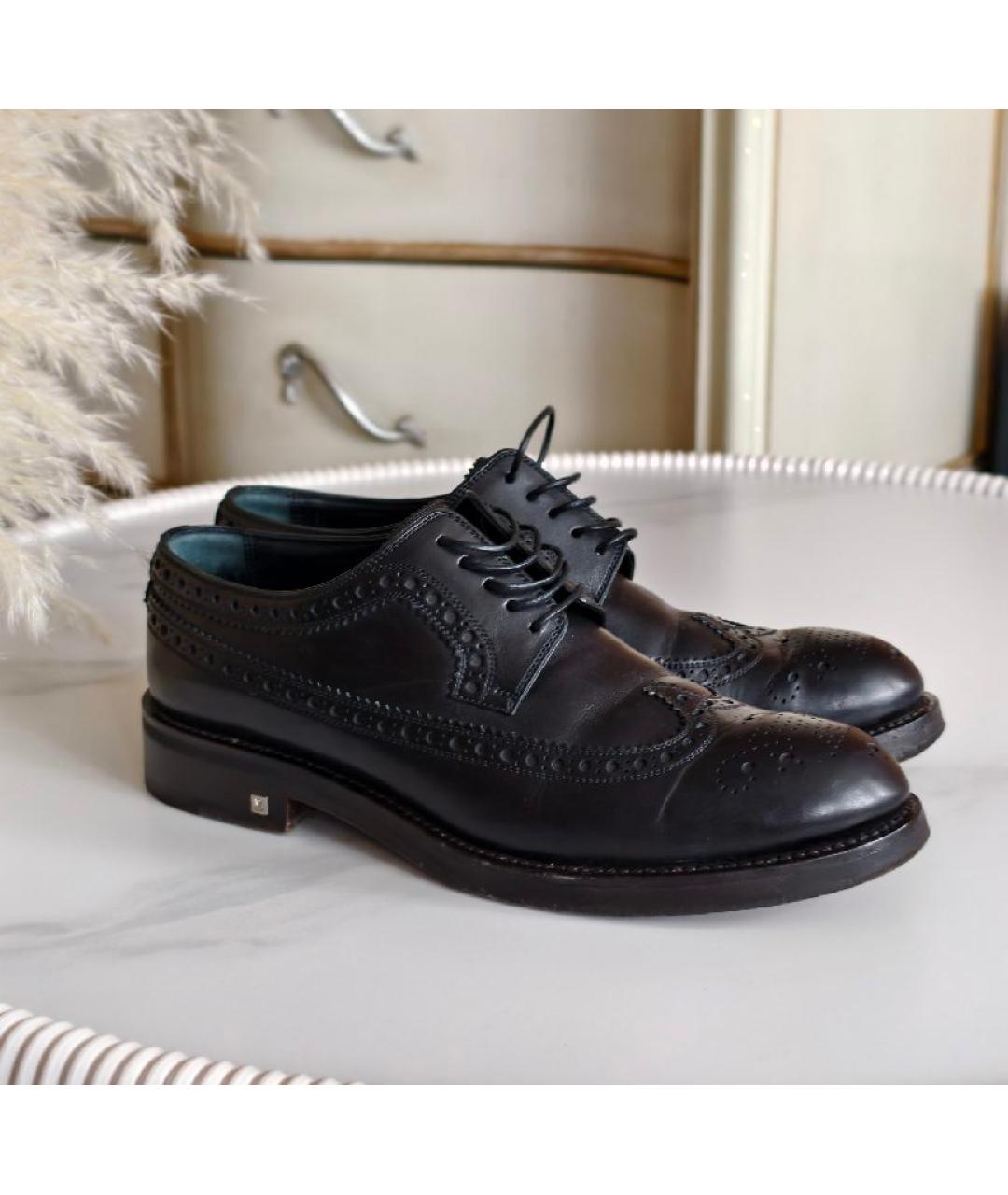 LOUIS VUITTON Черные кожаные брогги и оксфорды, фото 6