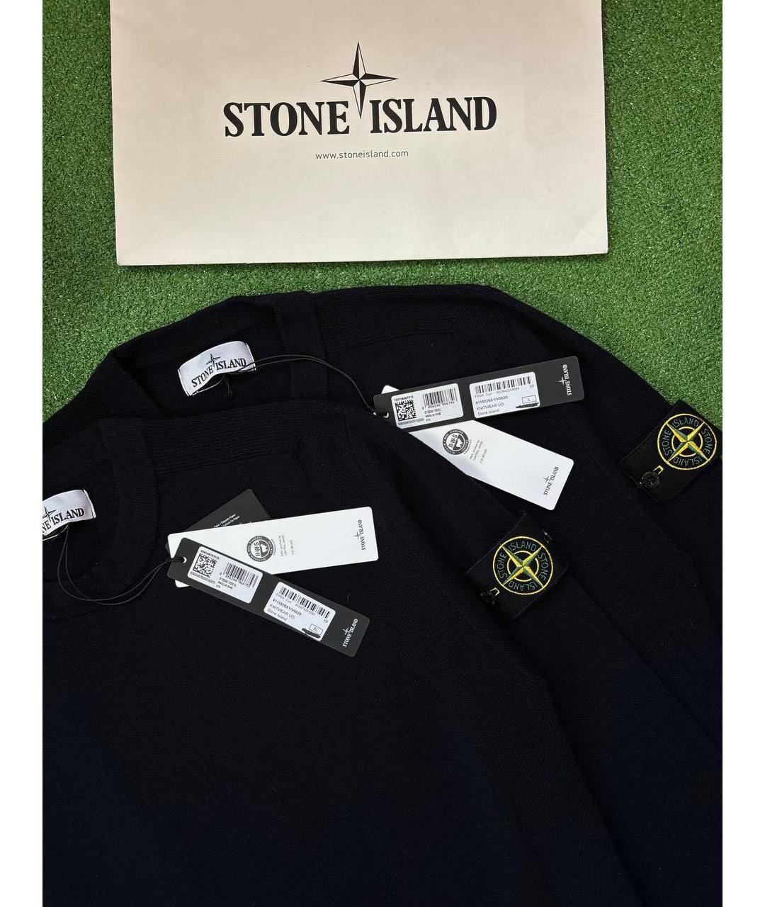 STONE ISLAND Темно-синий шерстяной джемпер / свитер, фото 4