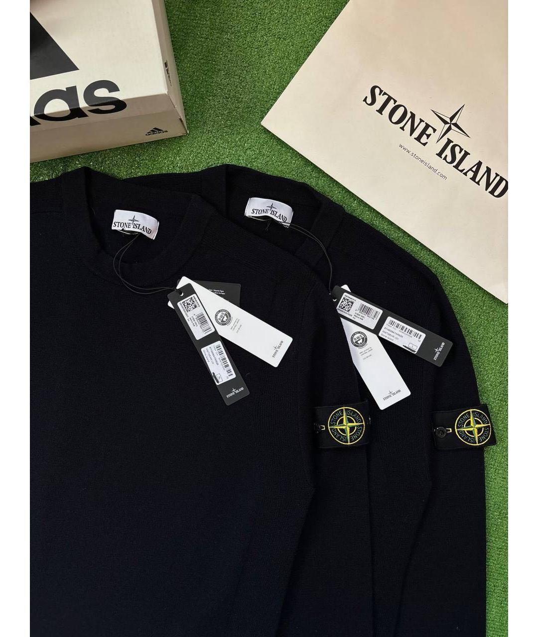 STONE ISLAND Темно-синий шерстяной джемпер / свитер, фото 3