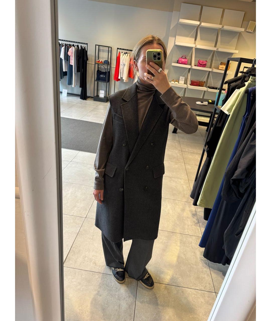 WEEKEND MAX MARA Антрацитовый шерстяной жилет, фото 4