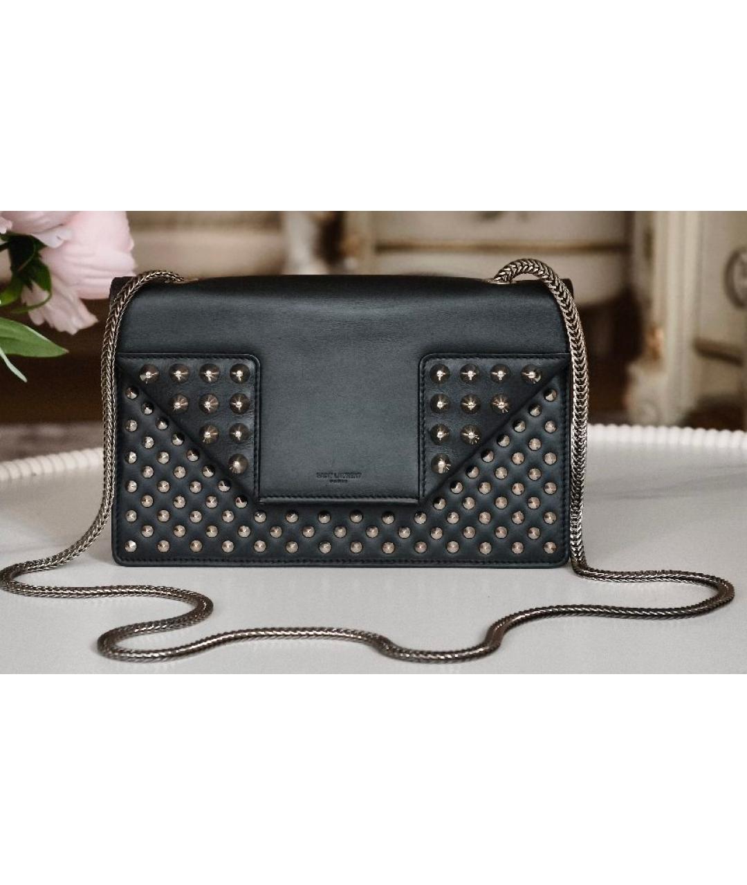 SAINT LAURENT Черная кожаная сумка с короткими ручками, фото 8