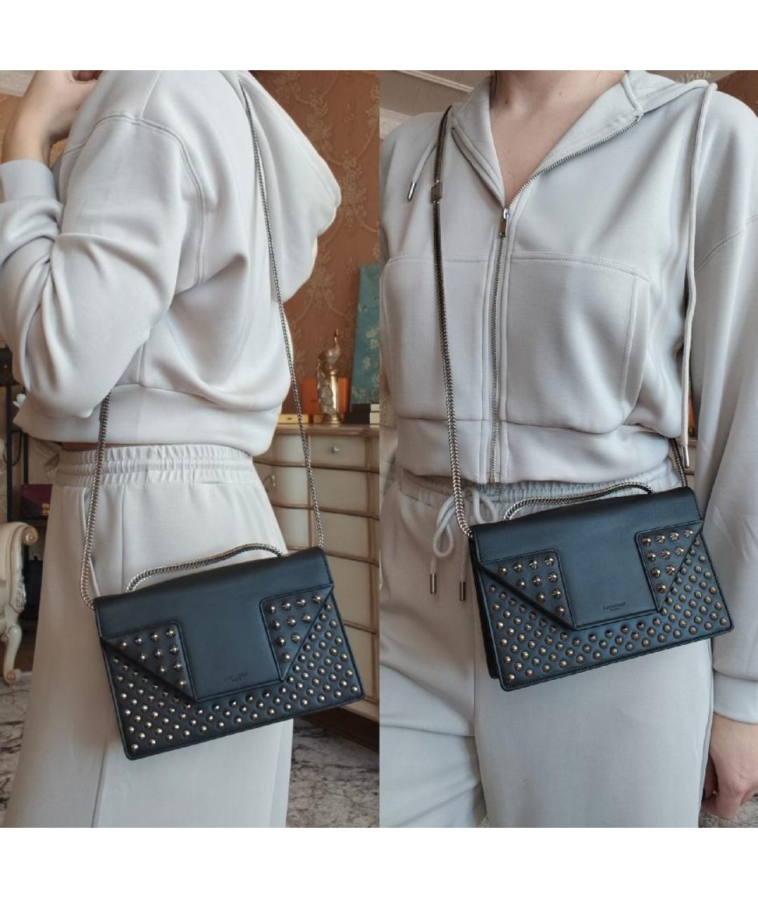SAINT LAURENT Черная кожаная сумка с короткими ручками, фото 4