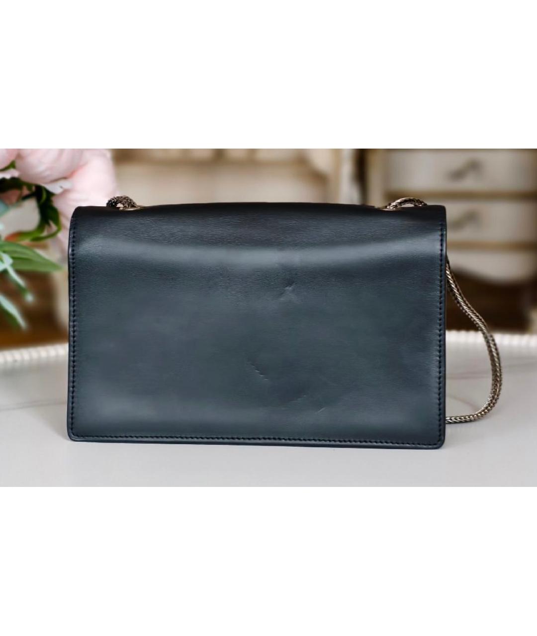 SAINT LAURENT Черная кожаная сумка с короткими ручками, фото 3