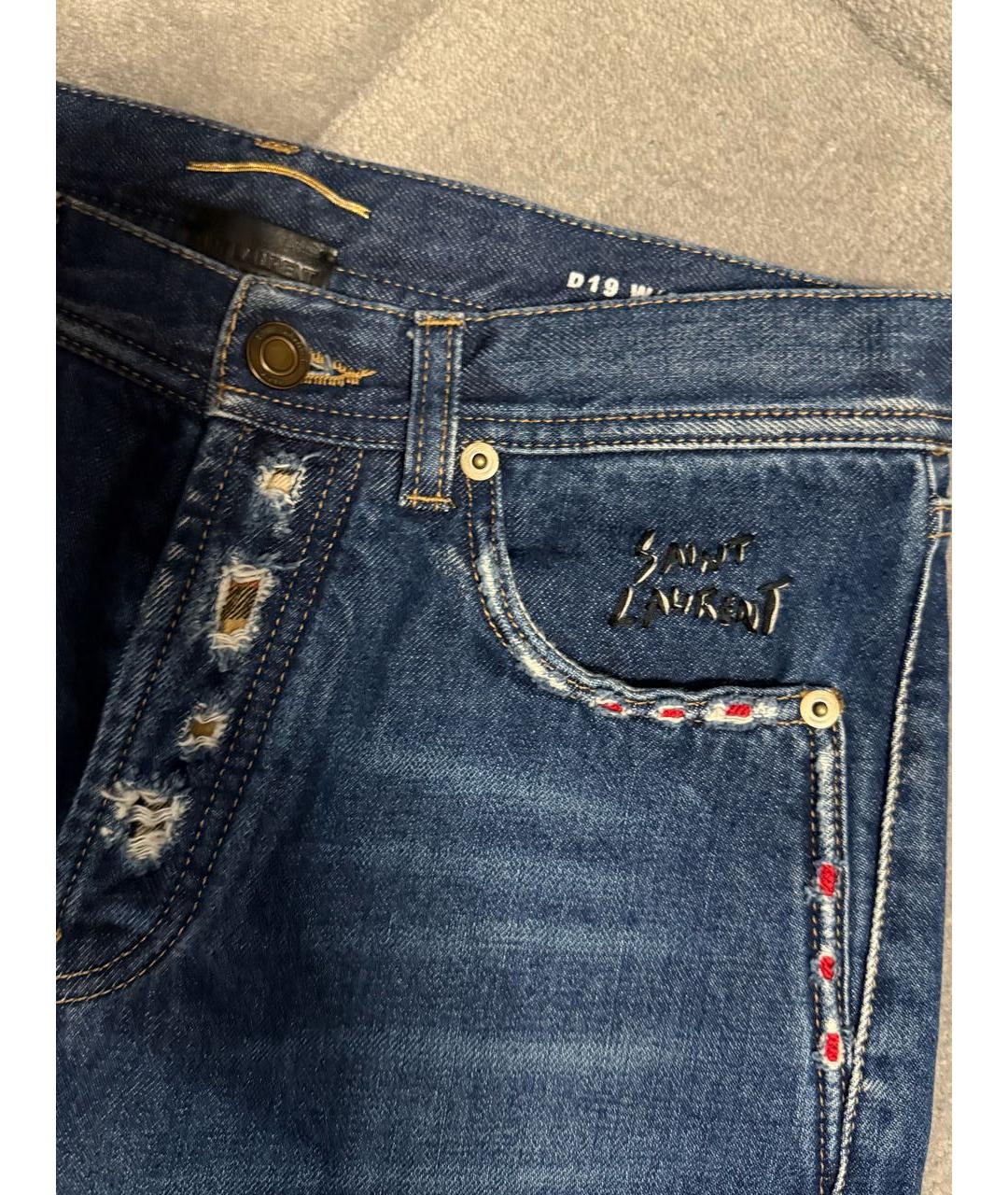 SAINT LAURENT Синие хлопковые джинсы слим, фото 2
