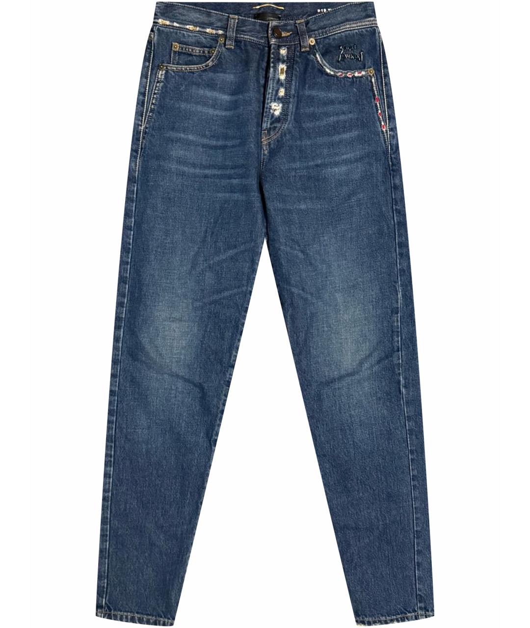 SAINT LAURENT Синие хлопковые джинсы слим, фото 1