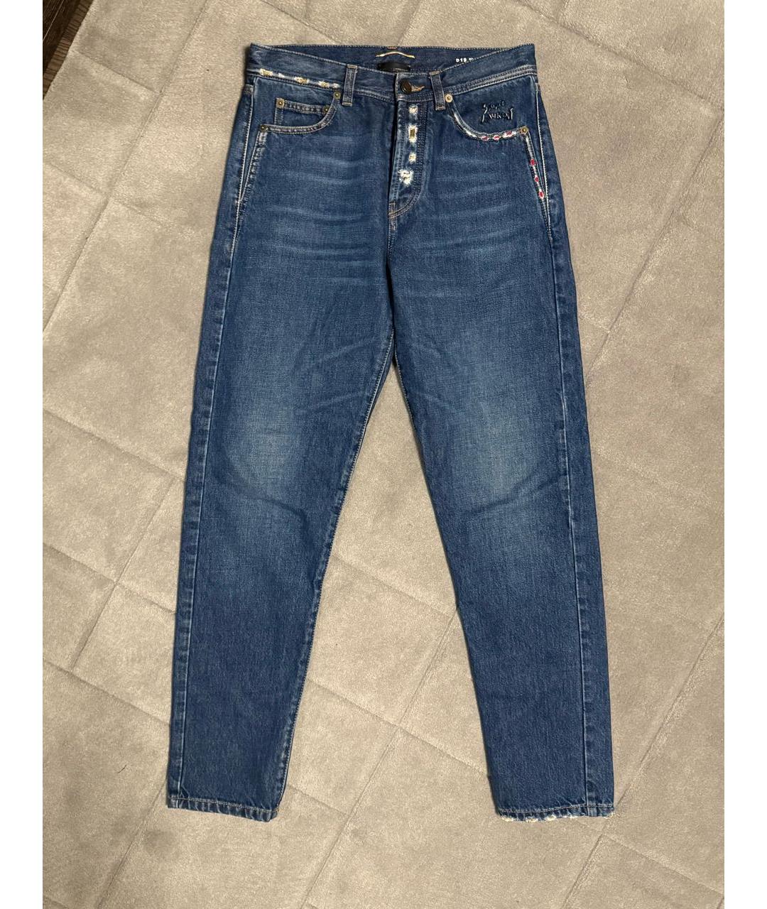 SAINT LAURENT Синие хлопковые джинсы слим, фото 6