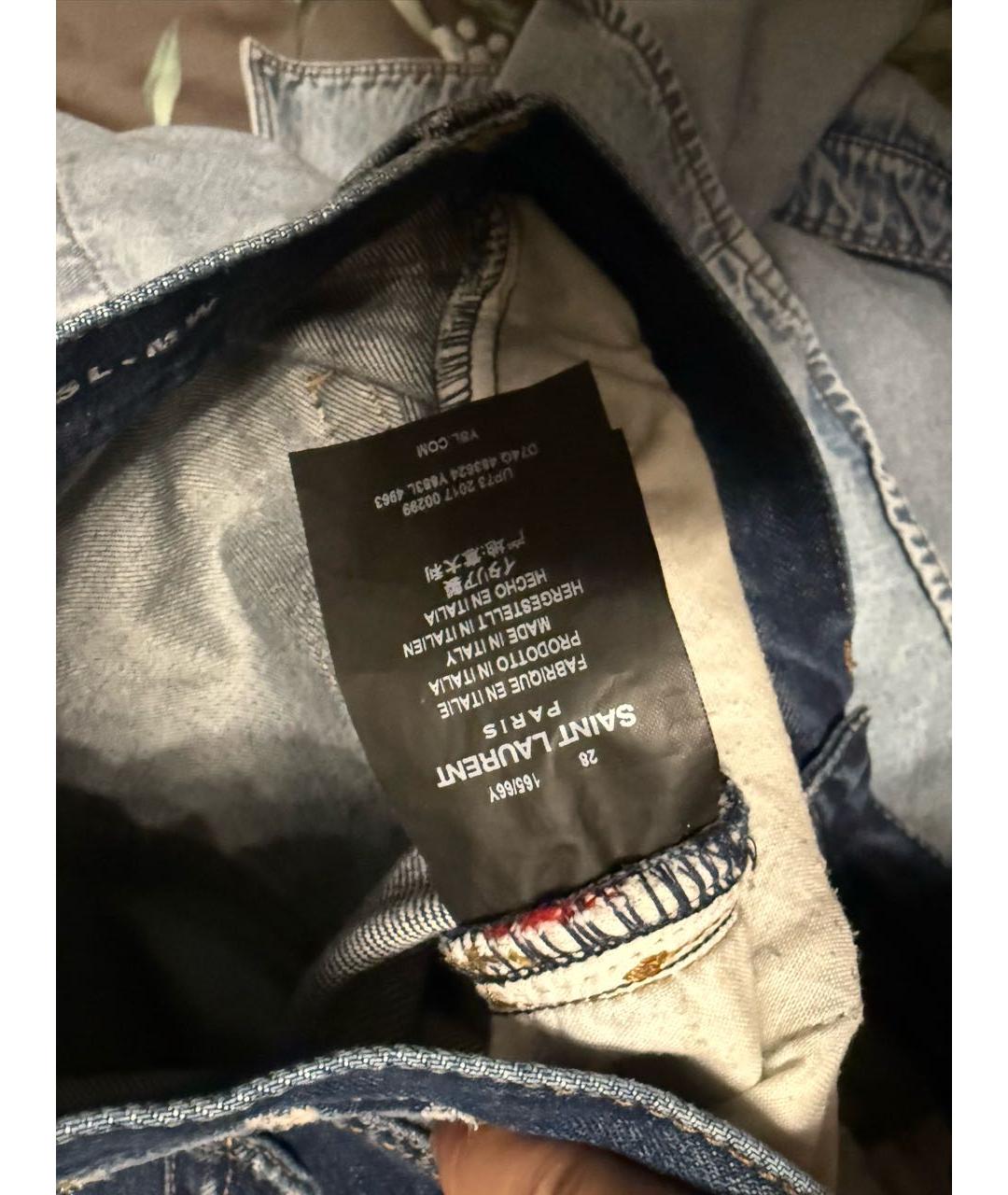 SAINT LAURENT Синие хлопковые джинсы слим, фото 5