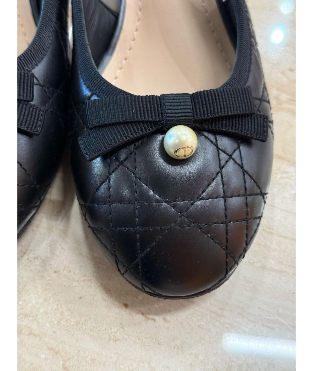 CHRISTIAN DIOR Черные кожаные балетки, фото 4