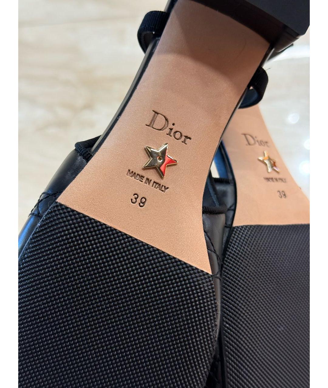 CHRISTIAN DIOR Черные кожаные балетки, фото 8