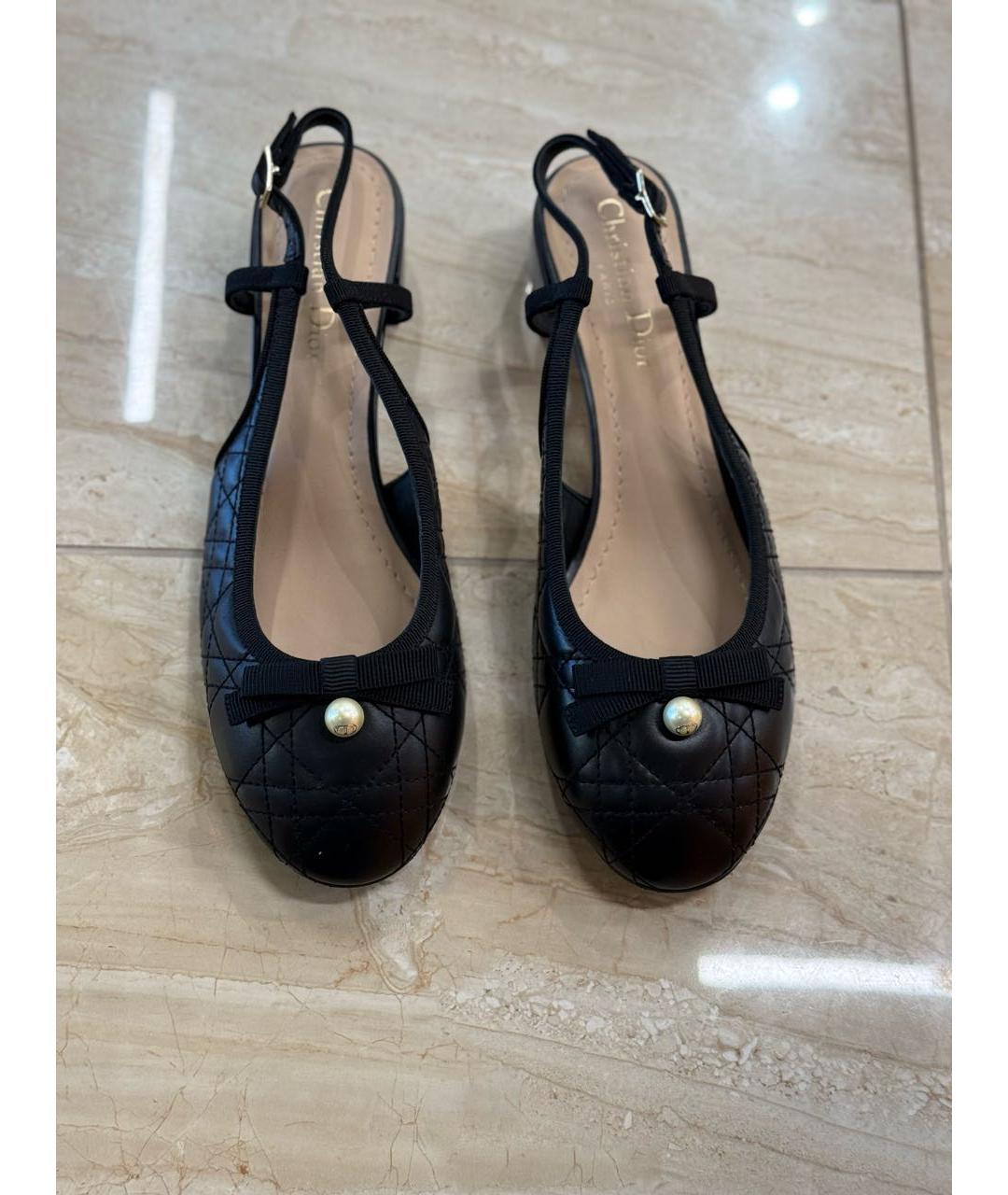 CHRISTIAN DIOR Черные кожаные балетки, фото 2
