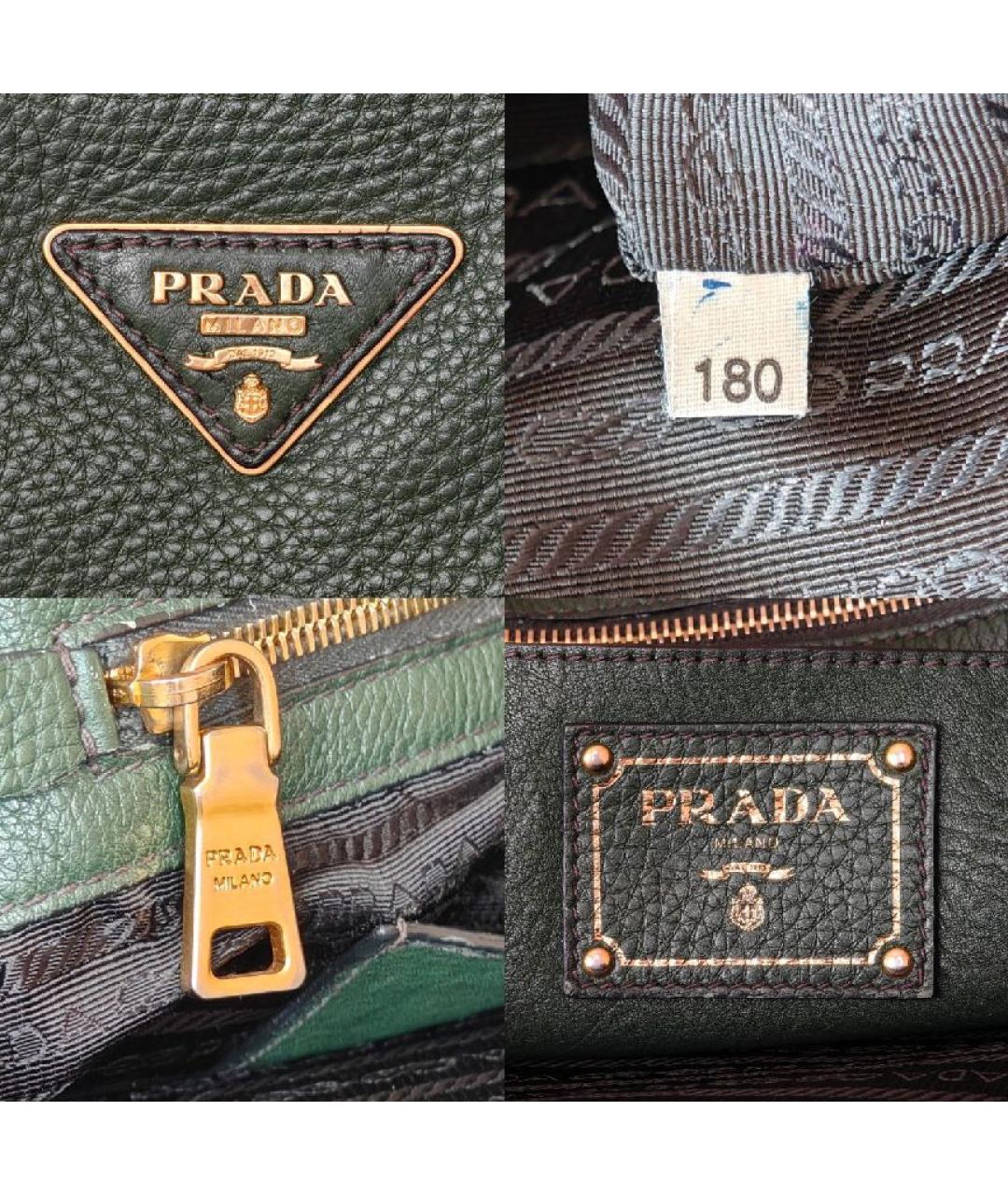 PRADA Зеленая кожаная сумка с короткими ручками, фото 5