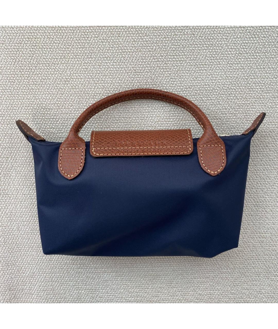 LONGCHAMP Темно-синяя синтетическая сумка с короткими ручками, фото 3