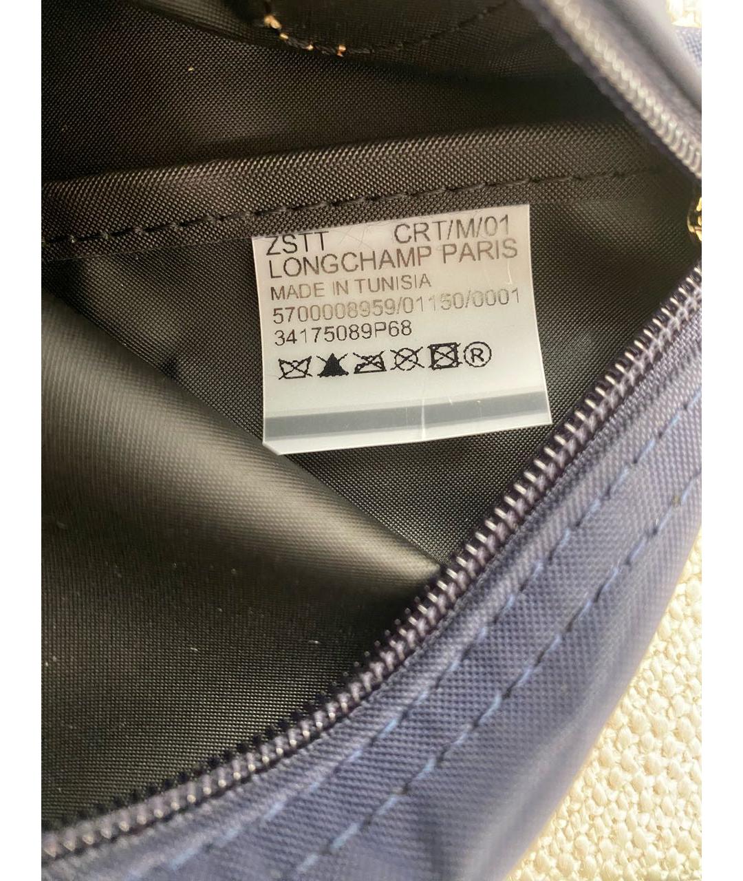 LONGCHAMP Темно-синяя синтетическая сумка с короткими ручками, фото 4