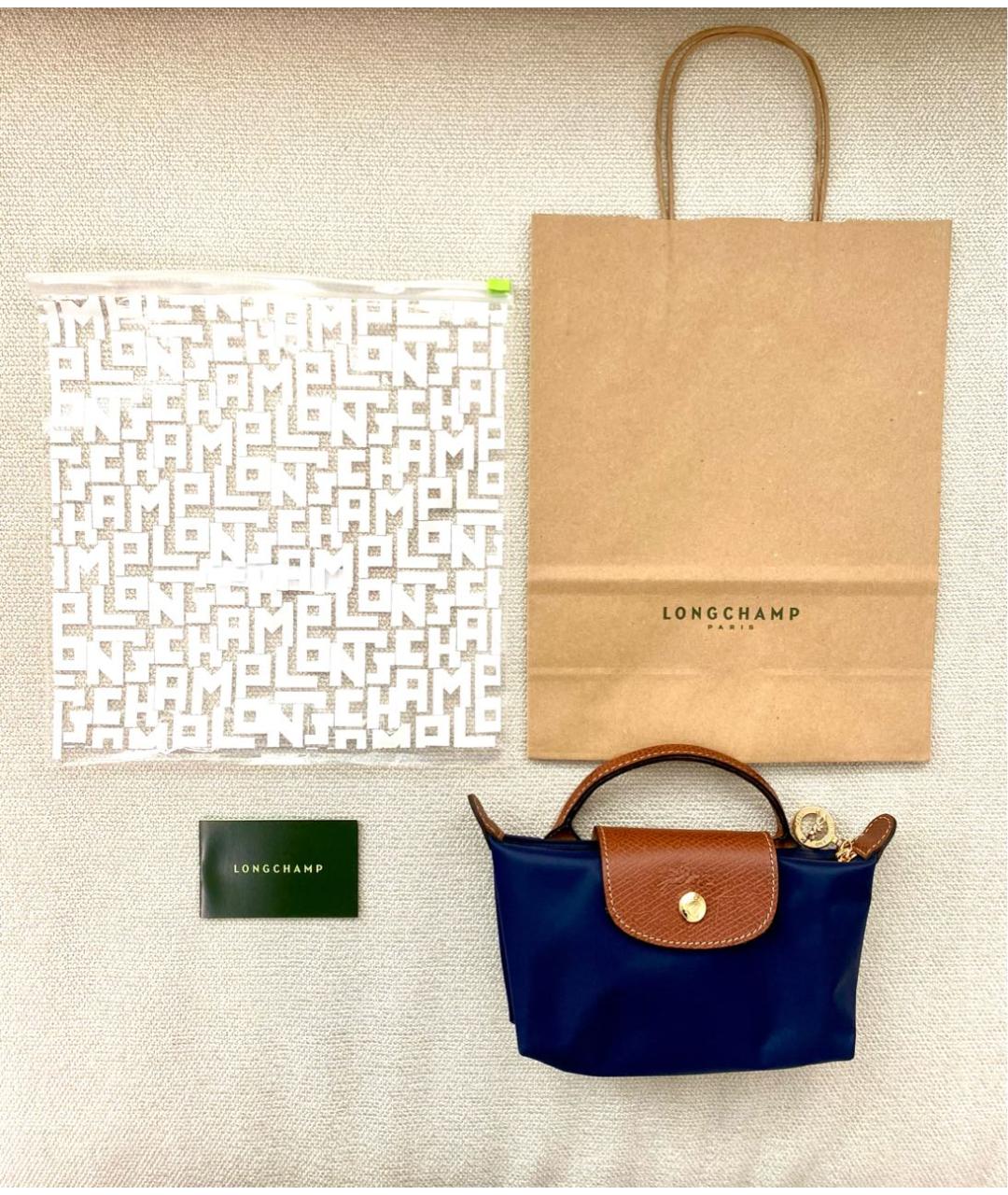 LONGCHAMP Темно-синяя синтетическая сумка с короткими ручками, фото 7