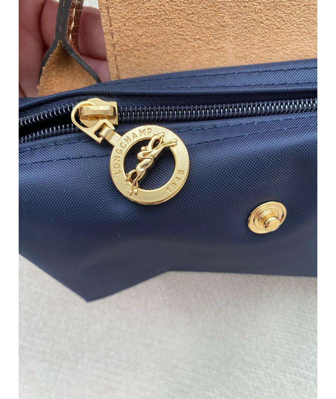 LONGCHAMP Темно-синяя синтетическая сумка с короткими ручками, фото 5