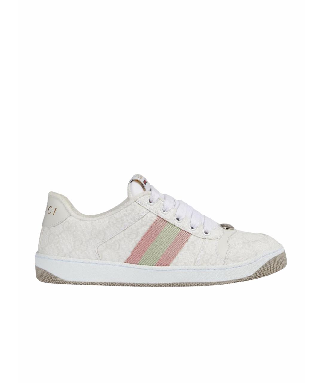 GUCCI Белые кожаные кроссовки, фото 1