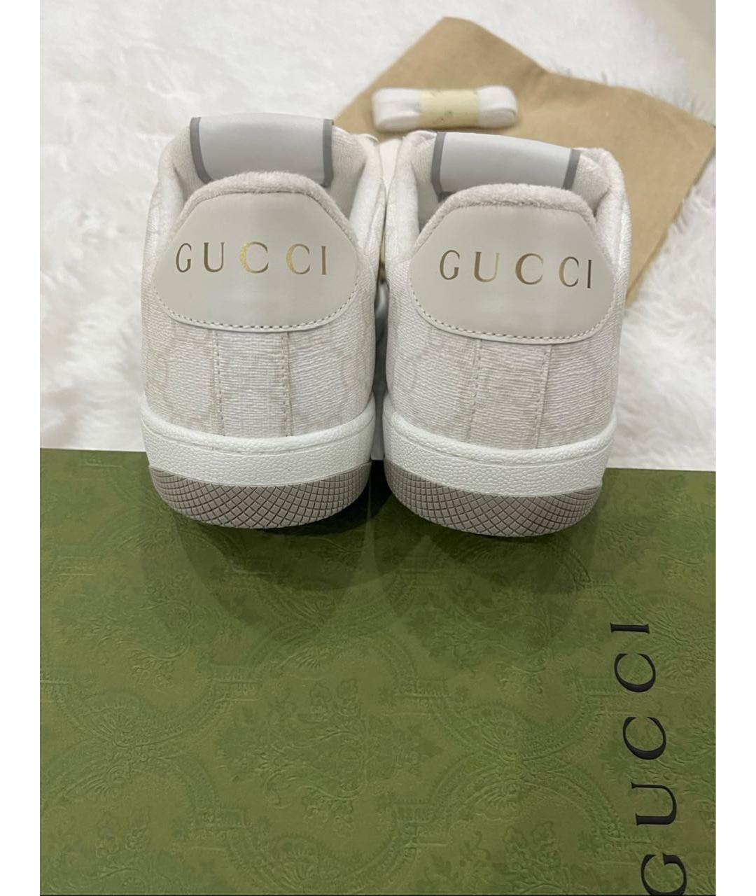 GUCCI Белые кожаные кроссовки, фото 4