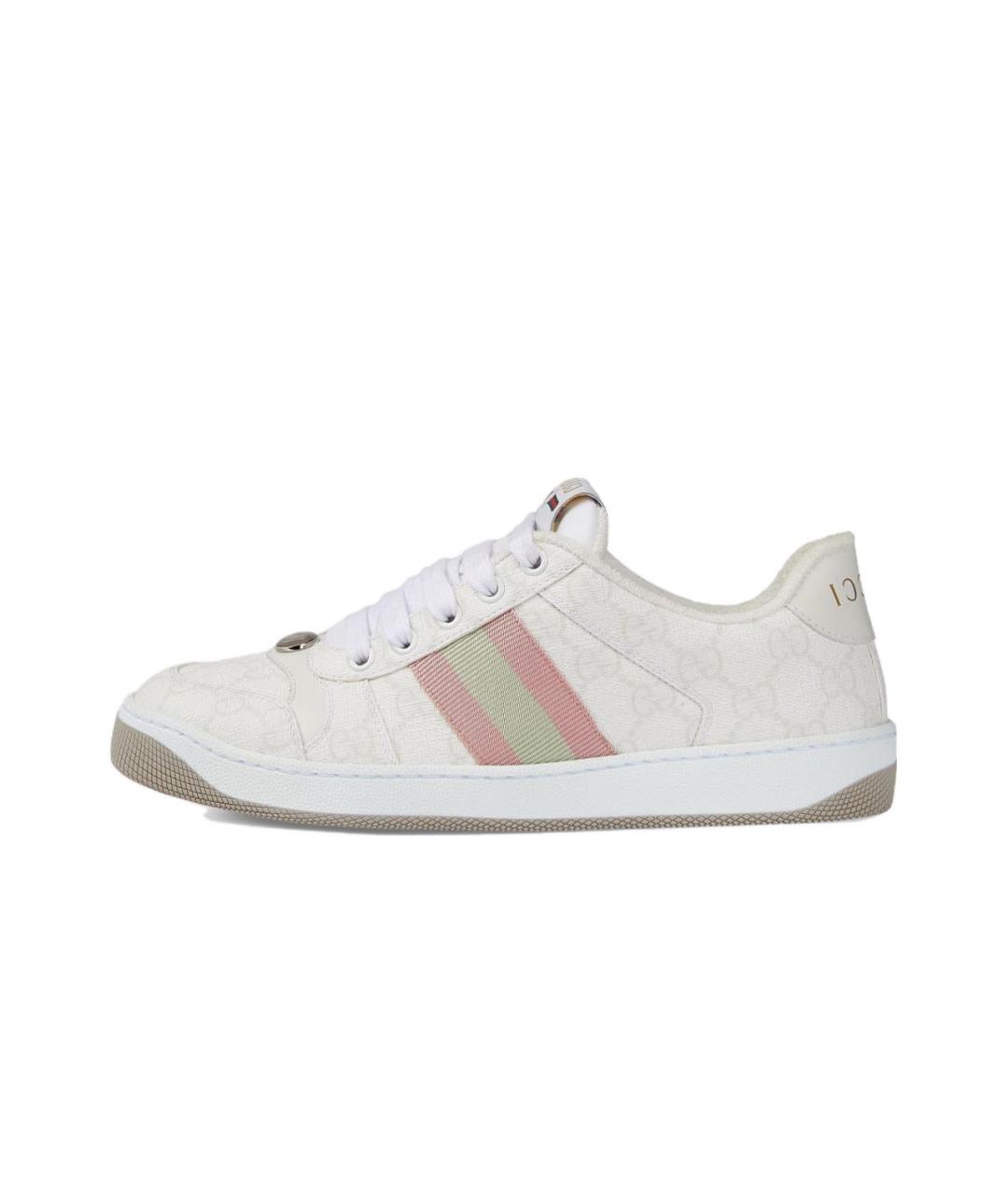 GUCCI Белые кожаные кроссовки, фото 6