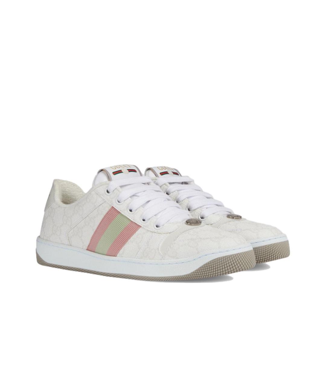 GUCCI Белые кожаные кроссовки, фото 2