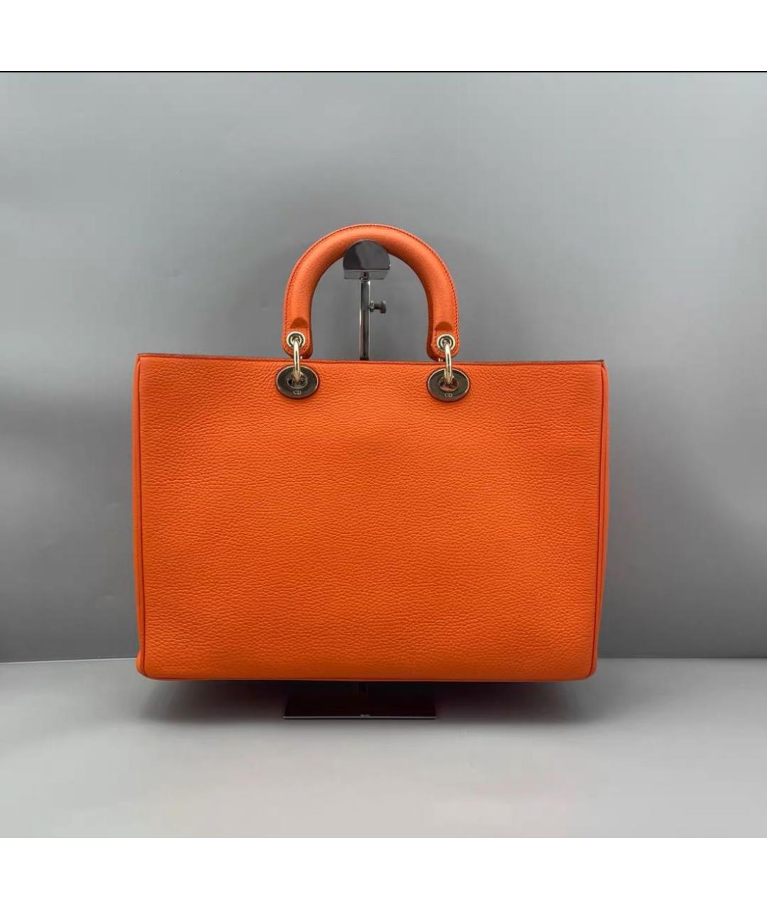 CHRISTIAN DIOR Оранжевая кожаная сумка тоут, фото 3