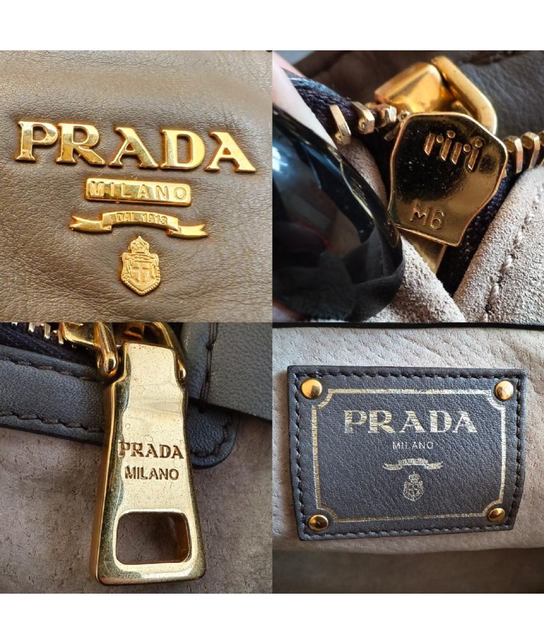 PRADA Серая кожаная сумка тоут, фото 5