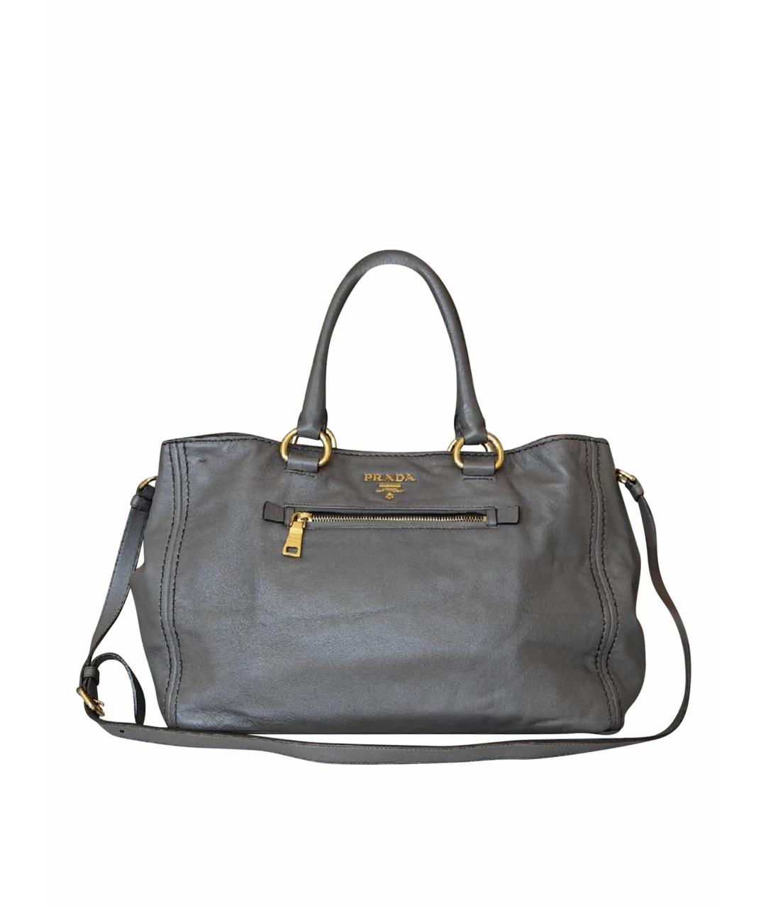 PRADA Серая кожаная сумка тоут, фото 1