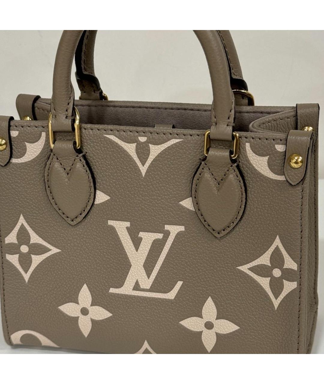 LOUIS VUITTON Бежевая кожаная сумка тоут, фото 8