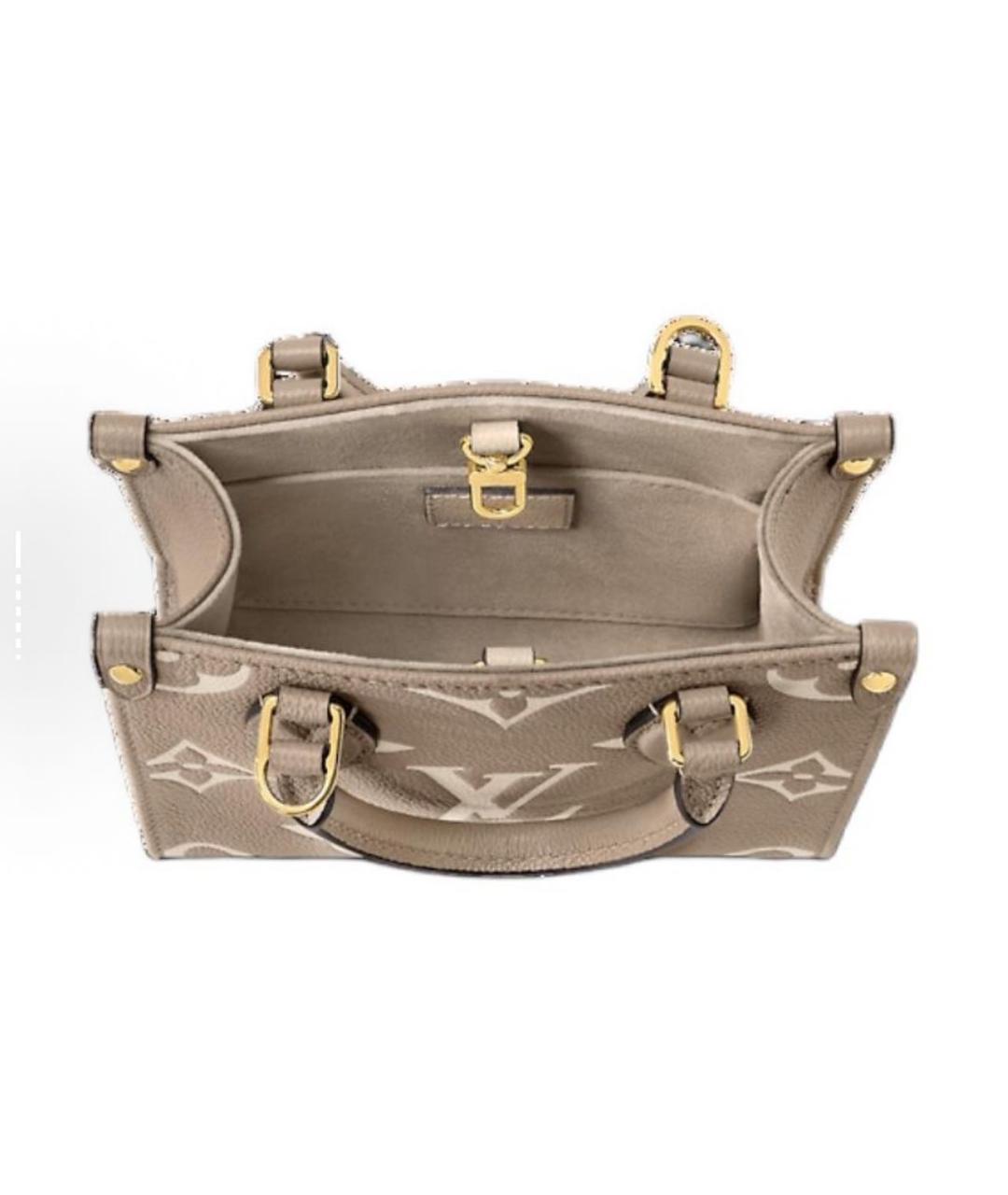 LOUIS VUITTON Бежевая кожаная сумка тоут, фото 4