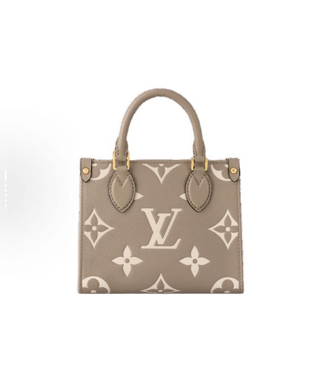 LOUIS VUITTON Бежевая кожаная сумка тоут, фото 3
