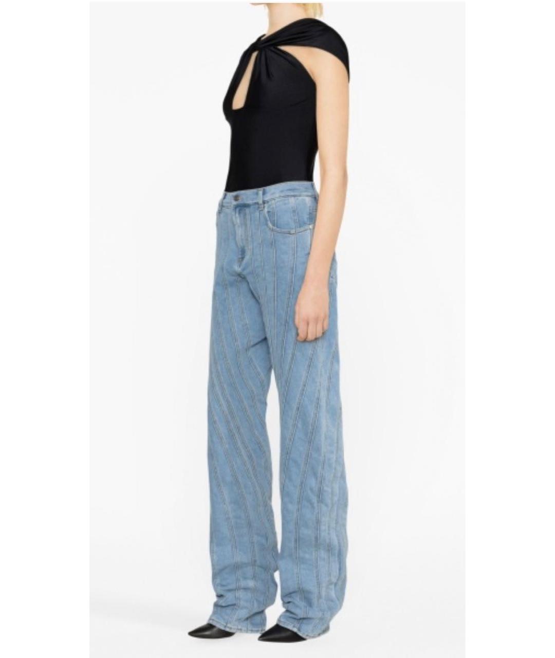 MUGLER Голубые хлопковые прямые джинсы, фото 6