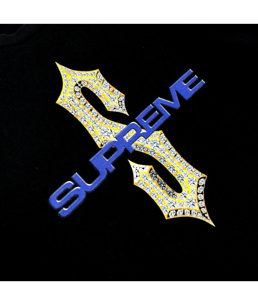 SUPREME Черная хлопковая футболка, фото 2