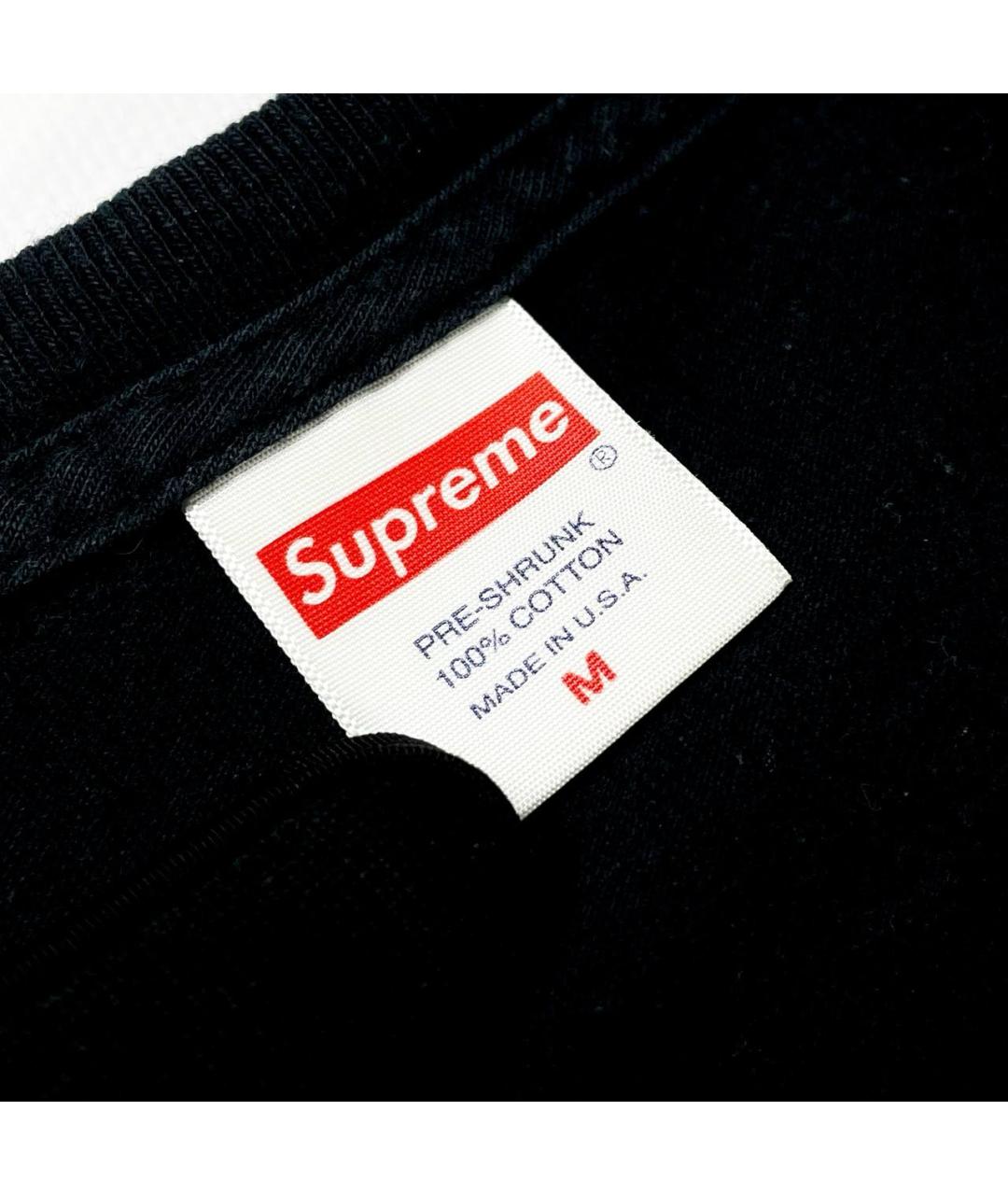 SUPREME Черная хлопковая футболка, фото 3
