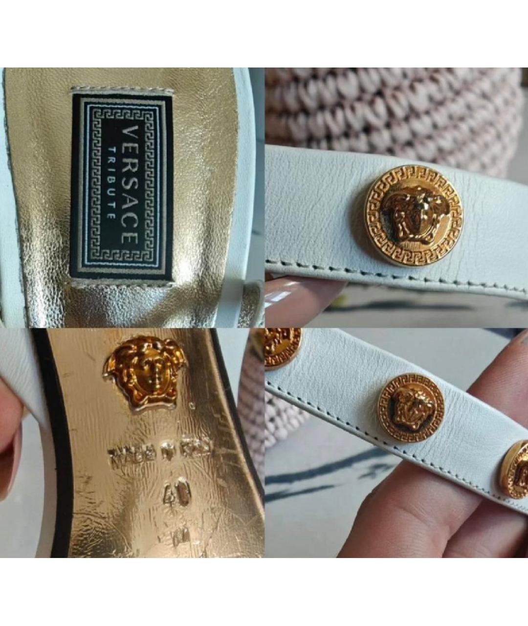 VERSACE Белые кожаные босоножки, фото 6