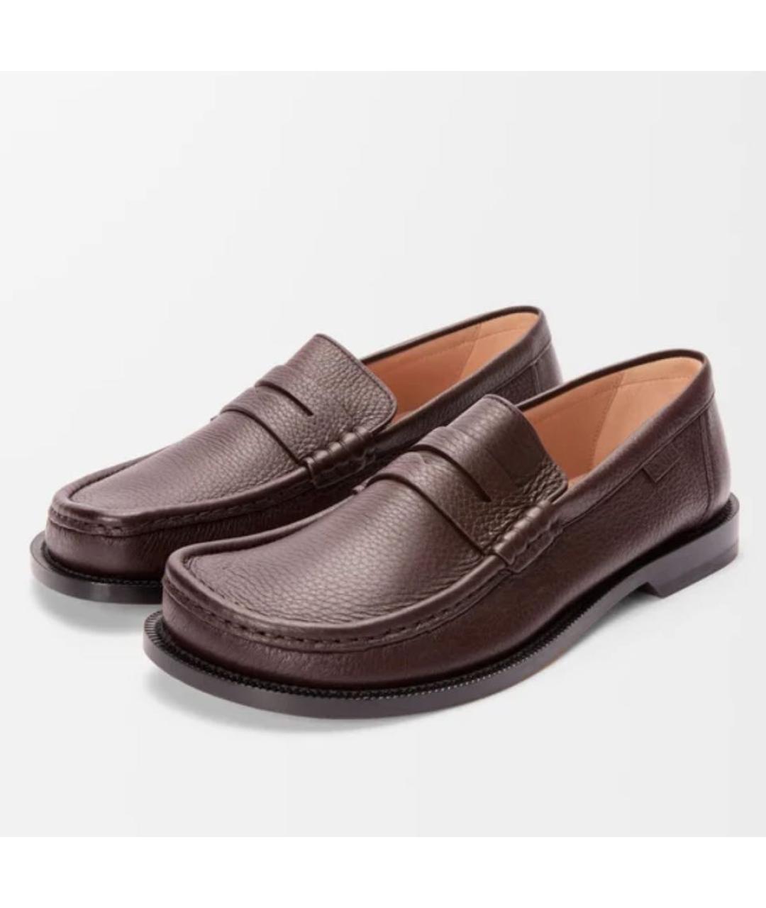 LOEWE Бордовые кожаные мокасины, фото 2