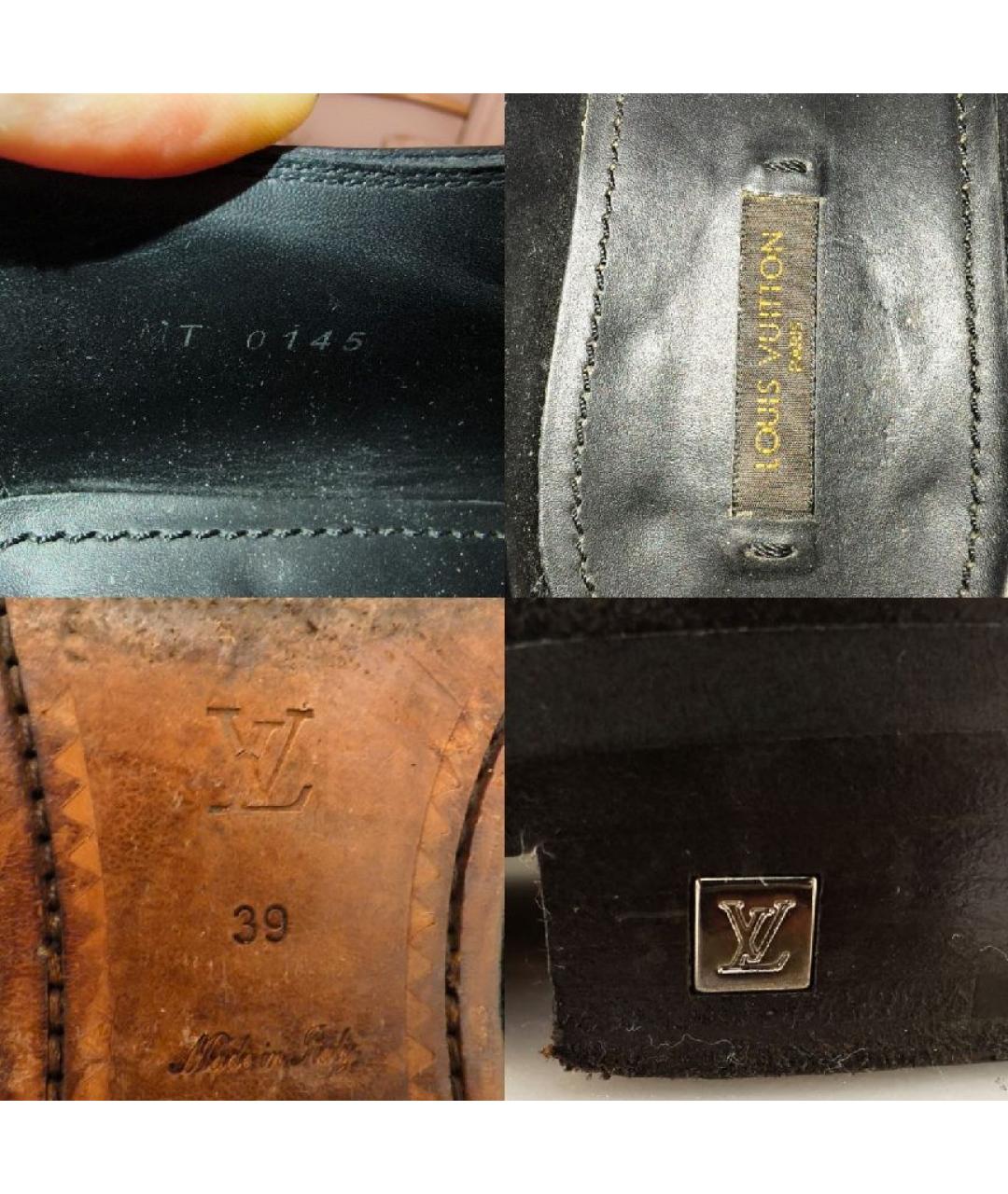 LOUIS VUITTON Черные кожаные брогги и оксфорды, фото 5