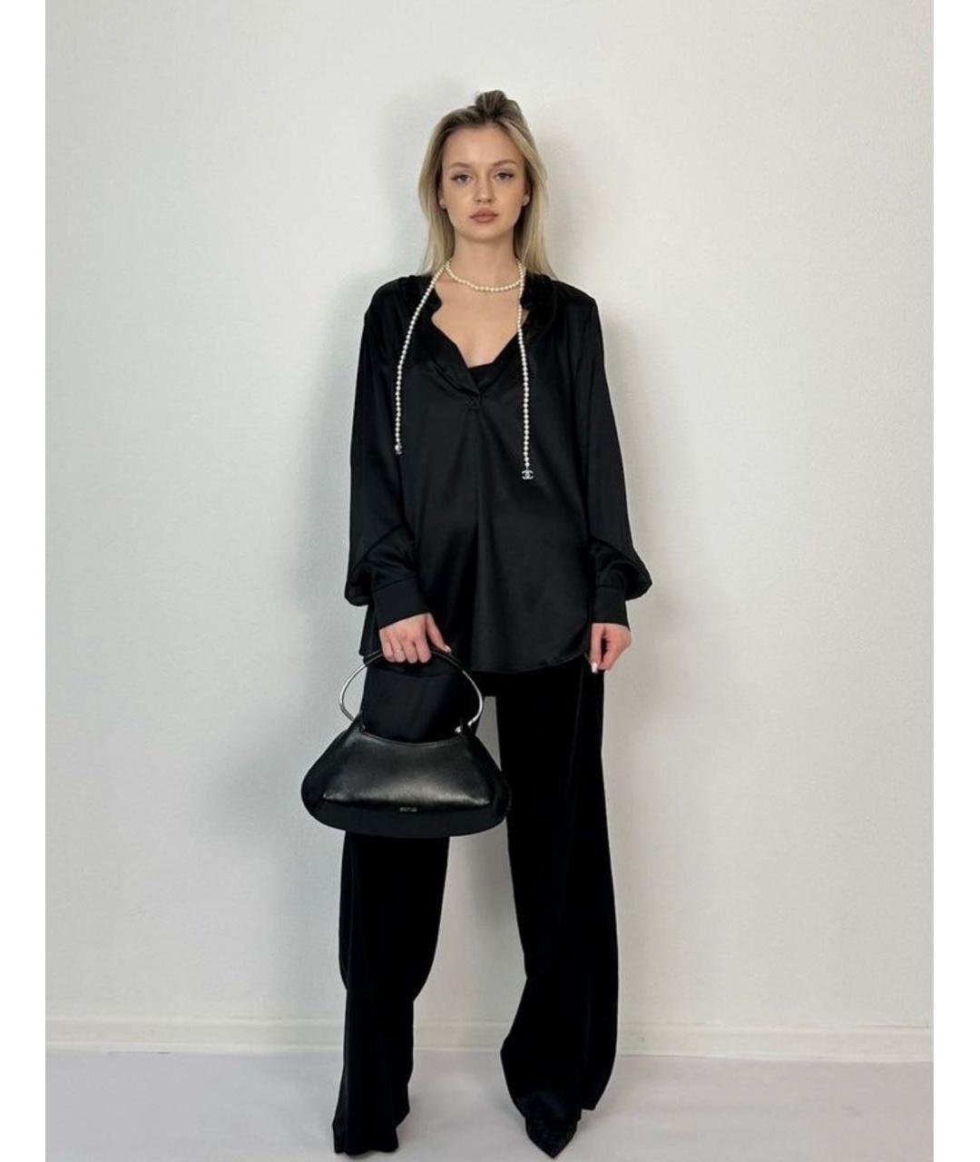 SPORTMAX Черная кожаная сумка с короткими ручками, фото 7