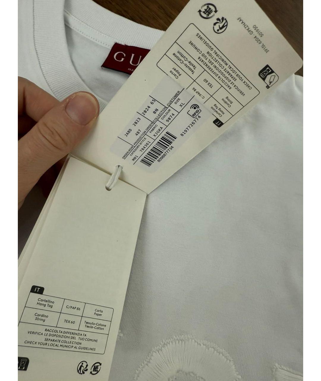 GUCCI Белая хлопковая футболка, фото 8
