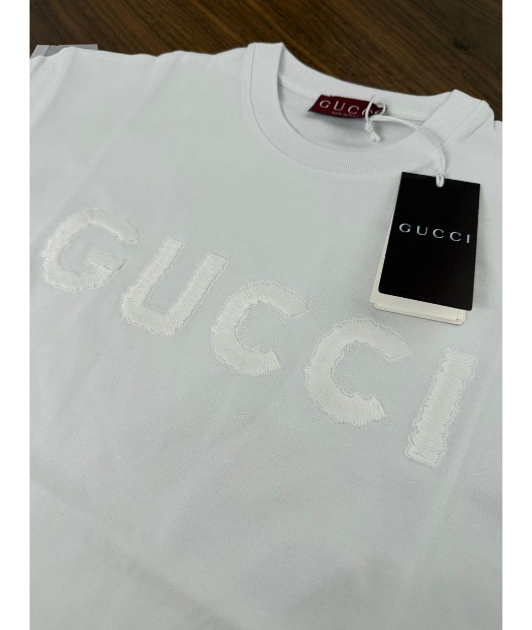 GUCCI Белая хлопковая футболка, фото 6