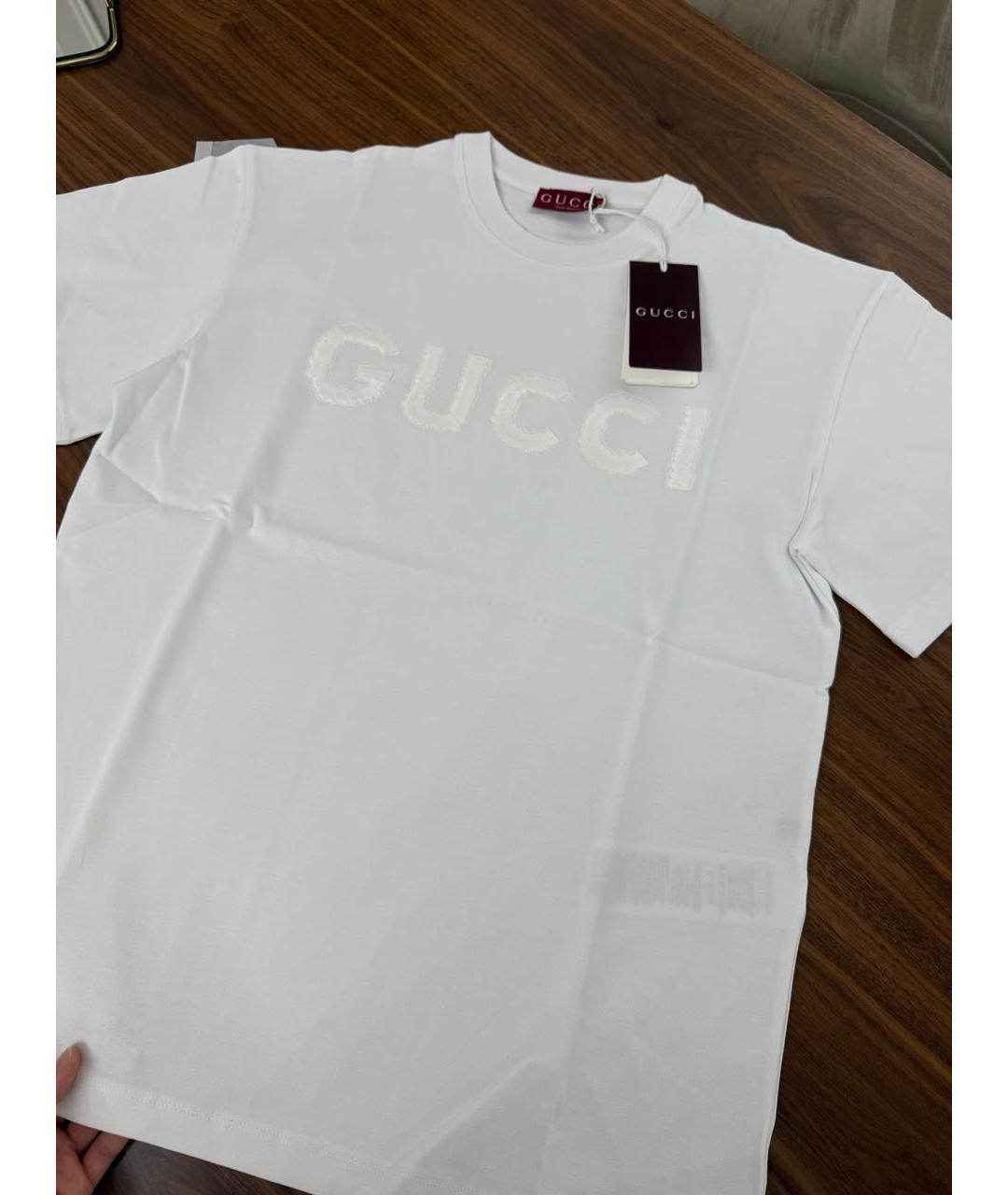 GUCCI Белая хлопковая футболка, фото 7