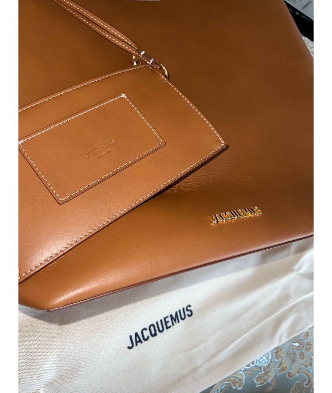 JACQUEMUS Коричневая кожаная сумка тоут, фото 7